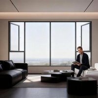 Ventana Abatible AS2047 de Reemplazo con Rotura de Puente Térmico, Doble Acristalamiento, Aislamiento Térmico y Acústico, Apertura Exterior, Ahorro Energético