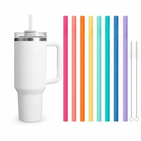 Pailles à jus réutilisables en silicone de qualité alimentaire, découpées sur mesure pour gobelet Stanley 40oz et bouteille de vin, pailles flexibles