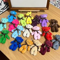 Porte-clés lumineux en peluche Ours à nœud papillon, en coton PP doux et écologique, cadeau bouquet d'ours en une seule pièce avec emballage en papier