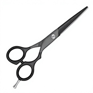 Ciseaux de coiffure professionnels noirs avec vis de tension réglable et repose-doigts amovible - Product Image 4