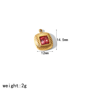 Colgantes de Acero Inoxidable con Diamantes de Imitación, Corazón Cuadrado, Coloridos, Conectores para Joyería DIY - Product Image 5