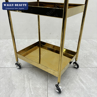 Chariot de Salon de Beauté de Luxe Doré de Haute Qualité à 3 Niveaux avec Roulettes