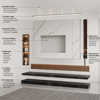 Meuble TV minimaliste en bois avec console multimédia flottante, murale et LED, centre de divertissement, meubles de salon sur mesure