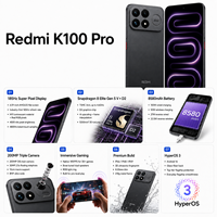 Teléfono Inteligente Redmi K100pro 5G 2026, Octa Core, LTE, Pantalla AMOLED de 6.5 Pulgadas, Cámara de 200MP, Batería de Más de 8580mAh, Carga Inalámbrica, Inglés