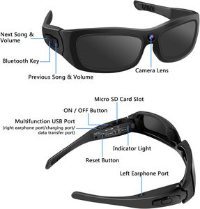 Lunettes de Soleil Caméra Bluetooth pour Appels Téléphoniques, <span class=keywords><strong>Musique</strong></span> MP3 et Enregistrement Vidéo Full HD 1080p pour Sports de Plein Air - Product Image 3