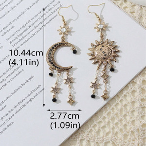 Pendientes Largos de Estrella y Luna Retro, Estilo Europeo Americano, Vintage, Exagerados, para Mujer, a la Moda - Product Image 2