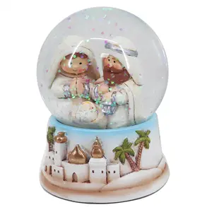 زينة العائلة المقدسة الدينية لعيد الميلاد زجاج كرة الثلج