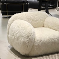 Canapé individuel mobile en velours flanelle style crème minimaliste nordique pour salon, bureau, hôpital