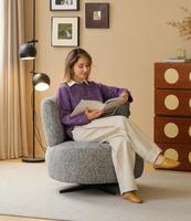 Fauteuil d'appoint moderne gris foncé pour le salon chaise de loisirs inclinable pivotante éponge pour appartements villas meubles d'hôtel