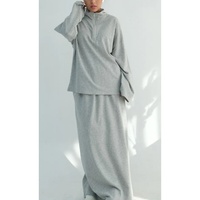 Ensembles de cordons islamiques personnalisés pour femmes, haut à manches longues élégant et jupe, ensembles de 2 pièces pour le Ramadan et l'Aïd pour les musulmanes