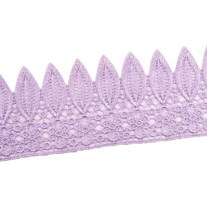Dentelle en polyester <span class=keywords><strong>soluble</strong></span> à l'eau, motif feuille colorée, 9,5 cm, pour la décoration de vêtements, robes et foulards DIY - Product Image 4