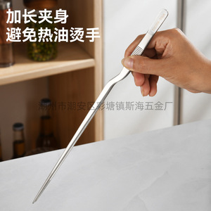Cross-border stainless steel tweezers, BBQ gun-shaped chef's plating tongs, thickened buffet tongs, 12-inch Korean BBQ tongs - Product Image 3