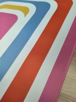 Tapis de Mahjong Géométrique Rétro, Housse de Table Antidérapante à Rayures Colorées pour Jeu de Mahjong Américain et Décoration de Fête