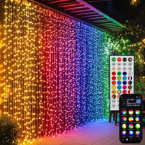 Luci a tenda <span class=keywords><strong>LED</strong></span> intelligenti 1314 RGB <span class=keywords><strong>con</strong></span> cambio colore, controllo tramite APP, luci a stringa per finestra, luci a tenda arcobaleno programmabili. - Product Image 1