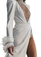 2021 mode Offres Spéciales élégant paillettes fente robes rouges robes d'invité de mariage pour les femmes