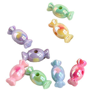 ลูกปัดอะคริลิคเคลือบสีรุ้งน่ารัก รูใหญ่ สำหรับทำเครื่องประดับ DIY สร้อยข้อมือ สร้อยคอ พวงกุญแจโทรศัพท์ - Product Image 2