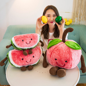 Boneka Plush Buah Semangka Ceri Kartun Terbaru, Boneka Isi Simulasi Buah, Ekspresi Lucu, Bantal Sofa untuk Hadiah Anak - Product Image 3