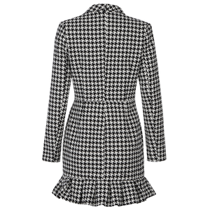 <span class=keywords><strong>2021</strong></span> nouvelles dames noir et blanc Vintage Plaid Patchwork robes à la mode officielles pour les dames tenue de réunion - Product Image 5