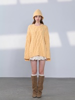 Pull en cachemire pur à 100 %, style vintage, tricot torsadé long, pour femme, coupe oversize, col rond, épais, chaud, doux et ample pour l'hiver