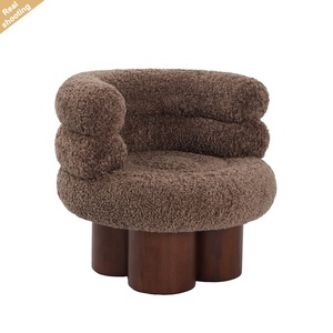 Sillón Individual Moderno para Apartamento Pequeño, Estructura de Madera de Nogal, Cómodo Sillón de Lana para Sala de Estar - Product Image 1