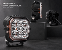 Projecteur de travail LED 45W, carré 3,78 pouces, 10-30V DC 12V 24V IP67, rétroéclairage ambre, pour camion, SUV, tout-terrain, 4x4, blanc