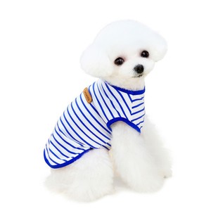 Chaleco sin mangas de algodón a rayas azul y blanco para perros pequeños, ropa transpirable de verano para mascotas - Product Image 6