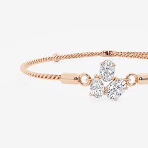 Fine Anklet 1 1 4 CTW Oval and Pear Lab Grown Diamond Three Stone Bolo <b>Bracelet</b> 8 Inch <b>Adjustable</b> Dainty Elegant Jewelry - Product Image 1