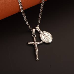 Regalos Cristianos Católicos para Mujeres y Hombres Collar de la Virgen María con Cruz Cadena Cubana Oro de 18k Crucifijo de Jesús Cruz Collar de la Virgen María - Product Image 5