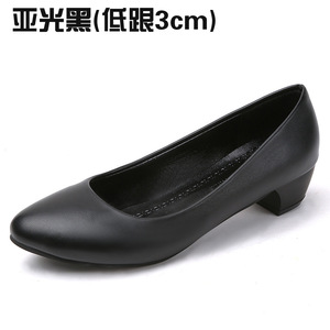 Professional Work Formal Dress Etiquette Interview Women's Small Leather Shoes Single Mid-heel Autumn Black Dress Shoes - Product Image 6