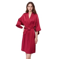 Peignoir en Soie de Mûrier Premium pour Femme, Col en V, Longueur Genou, Séchage Rapide, Respirant, Nouveau Style 2026, Élégant et Haut de Gamme, Vêtement d'Intérieur