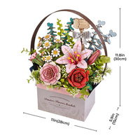 Robotime Rowood Miniature Jouets TW03H Panier De Fleurs En Bois Décoration De La Maison Fleur Modèle DIY 3D Puzzles Bois Artisanat