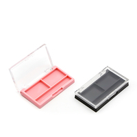 Boîte à blush personnalisée couleur gaufrée, palette de fards à paupières vide à 2 compartiments carrés avec couvercle transparent à clapet, emballage cosmétique pour disque de highlighter