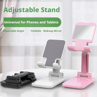 Support pliable multifonction pour téléphone et tablette avec miroir de maquillage, angle réglable, support paresseux pour cours en ligne et bureau