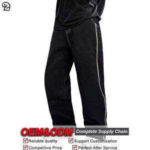 Jeans baggy vintage personnalisés pour <span class=keywords><strong>homme</strong></span>, coupe ample, denim hip-hop, pantalon décontracté streetwear, pantalon large avec bande latérale - Product Image 3