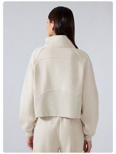 Automne et hiver Plus velours épaissi demi fermeture éclair haut col montant décontracté polyvalent chaud <span class=keywords><strong>sport</strong></span> sweats à capuche <span class=keywords><strong>pull</strong></span> pour les femmes - Product Image 2
