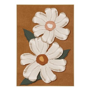 Conjunto de arte mural de estilo nórdico color crema, con forma irregular y patrón floral, pintura en porcelana de cristal para sala de estar junto al sofá. - Product Image 5