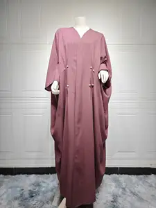 Orta doğu müslüman Dubai mütevazı Abaya türkiye çizgili rahat büyük boy ABAYA moda ön-açık hırka müslüman kadın elbiseler