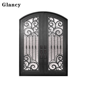Porta Esterna di Lusso in Ferro Battuto Impermeabile con Doppia Apertura e Design in Vetro di Grancy - Product Image 5