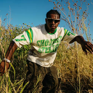 Maglietta a girocollo personalizzata con schermo sbiadito da sole in cotone oversize Vintage lavato con acido a tracolla - Product Image 3