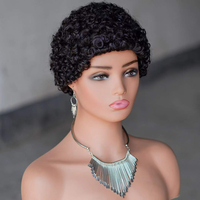 Perruques Courtes Bouclées Pixie en Cheveux Humains pour Femmes, Perruque Pixie Bouclée Entièrement Faite à la Machine, Cheveux Humains Brésiliens
