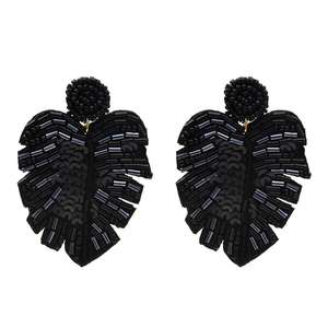 2019ขายร้อนสร้างสรรค์สีเขียวขนาดใหญ่เลื่อมพืชใบปาล์มต่างหู<span class=keywords><strong>เมล็ด</strong></span>ลูกปัด <span class=keywords><strong>Monstera</strong></span> ต่างหู - Product Image 6