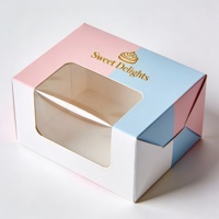 Boîtes à donuts pliées personnalisées AT PACK, imprimées, pour desserts à emporter, avec logo et fenêtre