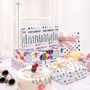 Wholesale Birthday Stamping Gift Wrapping Paper 43*300 cm Wrapping Paper 3 Rolls a <b>Set</b> - Product Image 4
