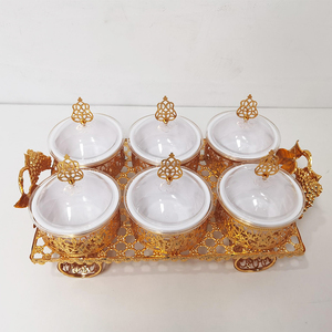 Bán buôn sang trọng Arabic vàng kim loại sắt bánh món ăn Tấm đặt kẹo bát cho trái cây khô Snack phục vụ khay - Product Image 3