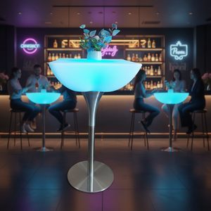 Mesa Alta Cuadrada con <span class=keywords><strong>Cubierta</strong></span> de PE, Base de Acero Inoxidable, Ideal para Bares, Discotecas y Uso Comercial - Product Image 2