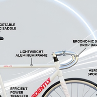 Vélo de course à pignon fixe en aluminium léger, vélo de piste à une vitesse, guidon ergonomique, vélo de course