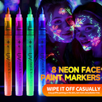Stylo fluorescent UV pour le corps, 8 couleurs, plastique, pour le visage et le corps, marqueur de graffiti pour les fêtes
