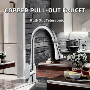 Robinet de cuisine en laiton avec douchette extractible télescopique, mitigeur eau chaude/froide, fonction lavage vaisselle à deux vitesses, poignée unique - Product Image 2