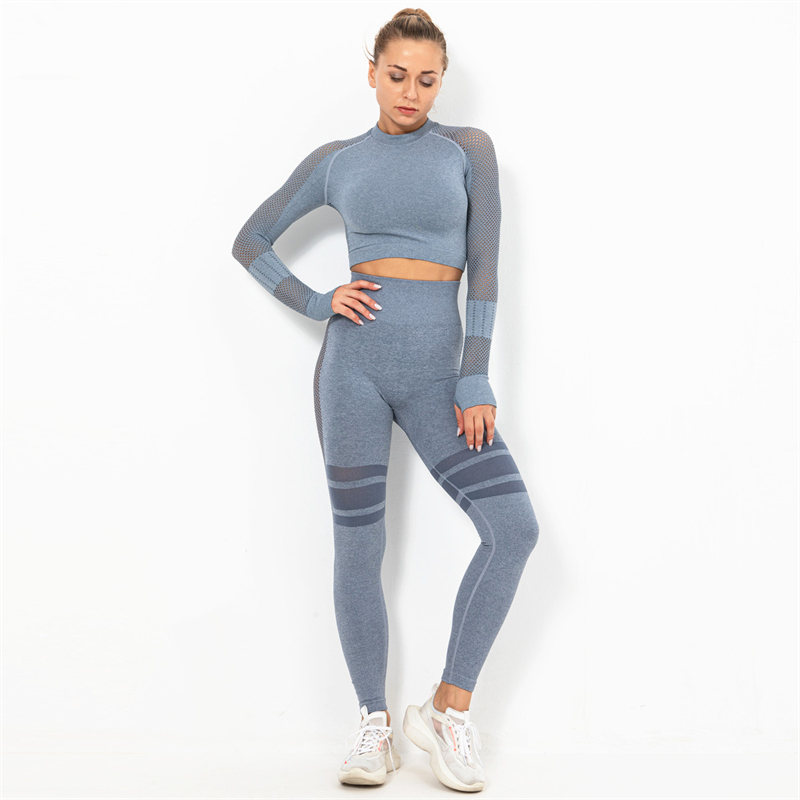 Fashion Modern Breathable Workout Clothing Women Active Wear Yoga Set 8 colors Long sleeve