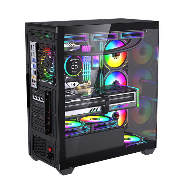 Lovingcool Custom OEM Gaming PC Case Support M-ATX MB 2.5 SSD 3.5 HDD Panoramic Vision Glass PC Cabinet ATX Computer Gamer Case